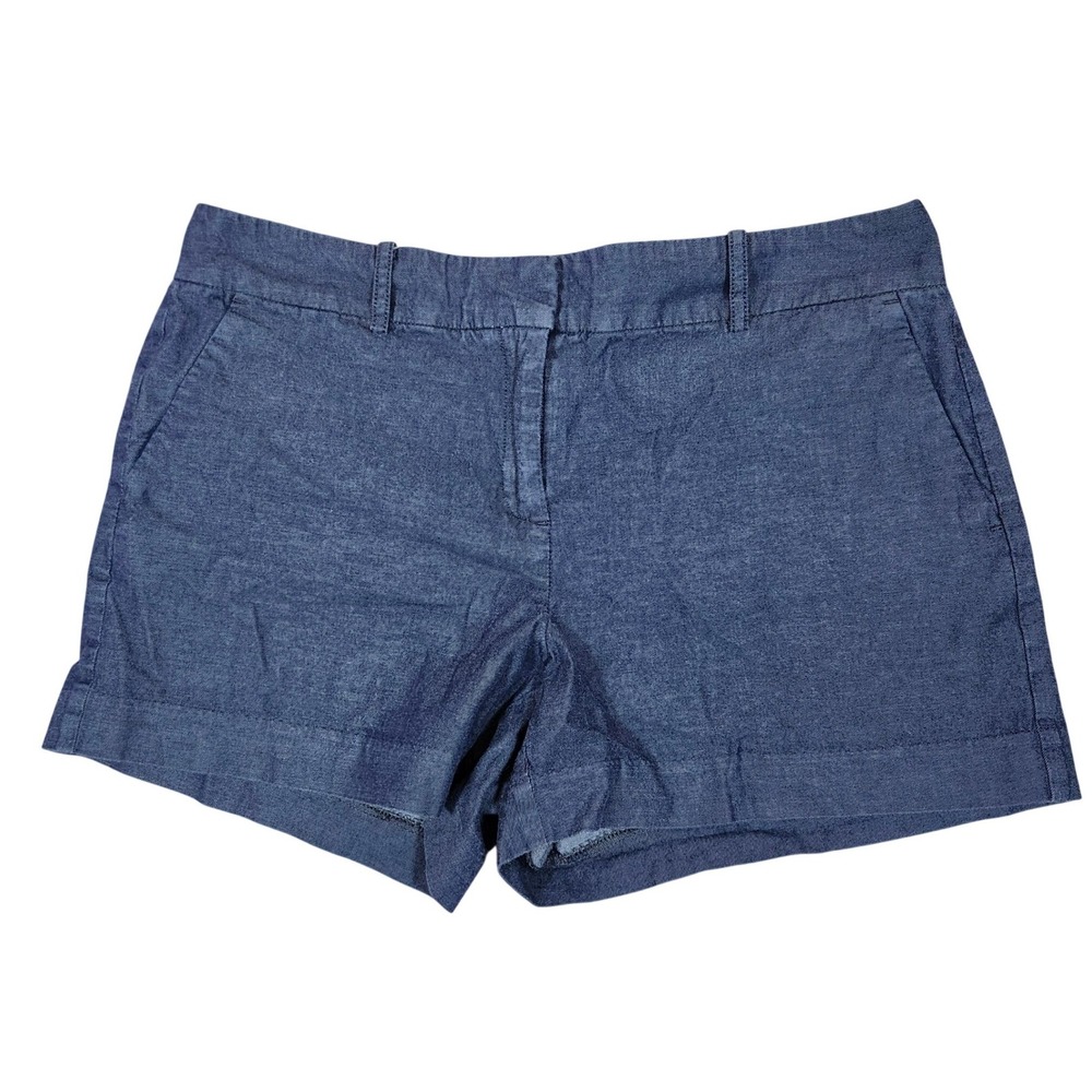 Ann Taylor Factory Shorts‎ Blue Chambray Flat Front Classic Summer Size 10